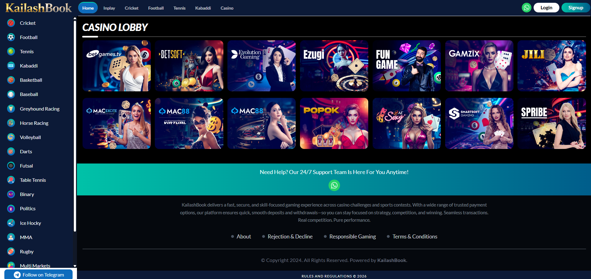 Casino Lobby page