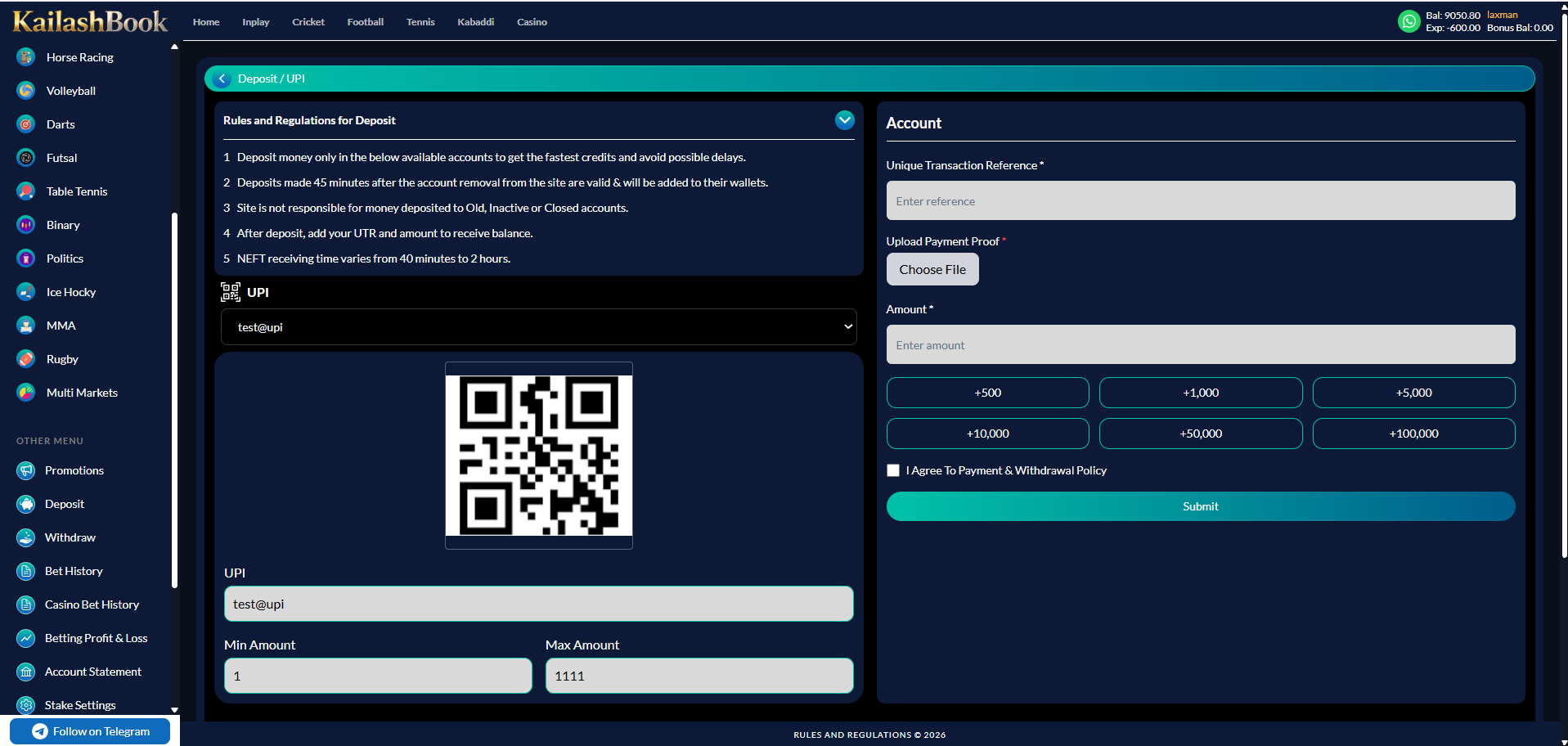 Deposit via UPI